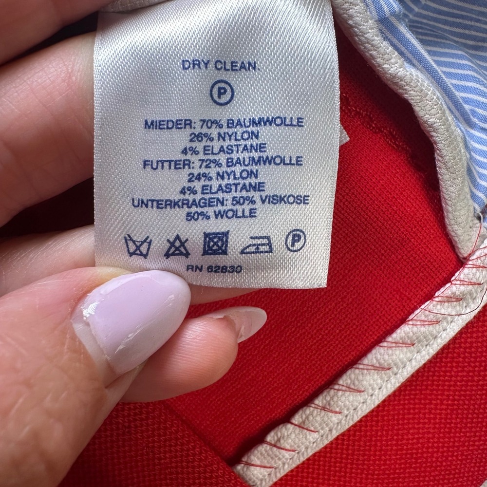 Lands End red nautical preppy single button women's academia coastal blazer 10 - Picture 4 of 9